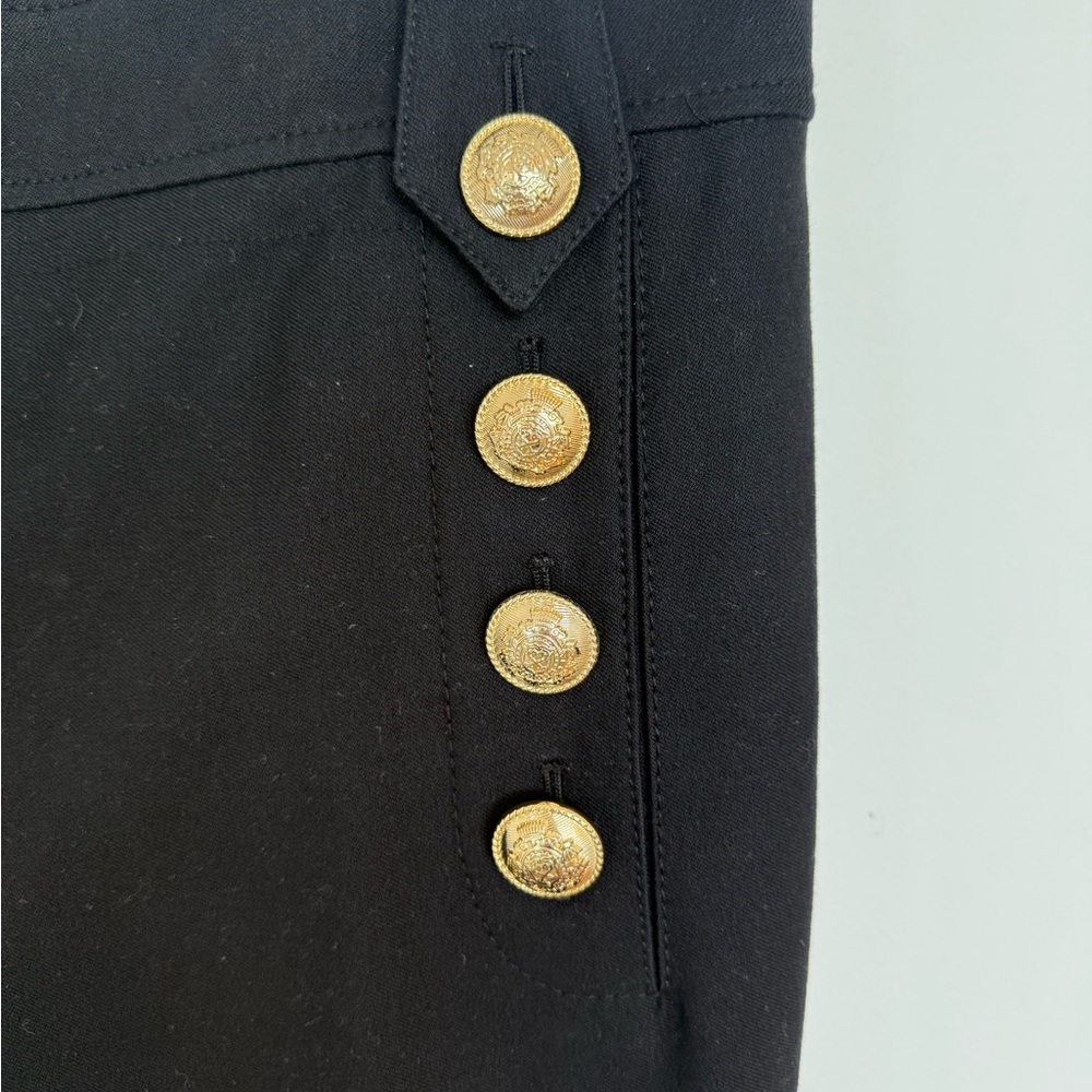 Derek Lam 10 Crosby Robertson Black Flare Pants with Gold Buttons size 8 - Picture 4 of 7